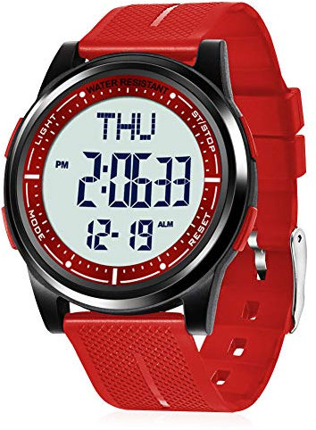 WIFORT Reloj Digital Hombre Mujer,Relojes Deportivo 5ATM Impermeable,Reloj de Pulsera Esfera Grande con Luminoso LED Cronómetro, Cuenta Regresiva, Alarma,Zone Horaria Dual,Ultra Delgado Unisex Regalo