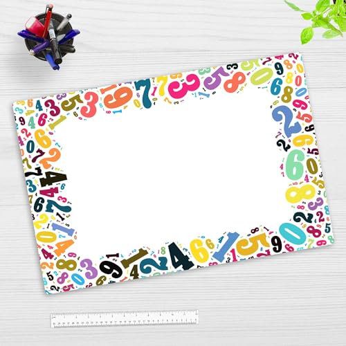 Schreibtischunterlage Kinder - Schüler – “Bunte Zahlen“ – aus erstklassigem, strapazierfähigem Vinyl (Kunststoff) – 60 x 40 cm – Rutschfeste Schreibunterlage für besten Schutz – Made in Germany