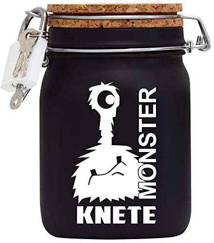 Spardose Monster Knete Weiss Geld Geschenk Idee Schwarz L