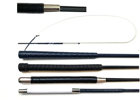 JA Horse JA0039 Fahrpeitsche Bogenpeitsche, 120 cm, Ledergriff - Nylon | Kompakte Bogenpeitsche (110/120 cm) mit Gummigriff für Pony & Shetty – Ideal für Touchierarbeit & Fahrpeitsche