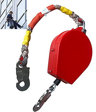 L-xiny Einziehbar Absturzsicherung Gurt mit Automatischer Sperrfunktion,Höhensicherungsgerät 3-20m, Tragbar Einziehbar Auffanggurt Absturzsicherung für Dachdecker und Lastenaufzug, Doppelschale