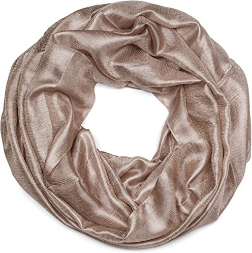 styleBREAKER Damen Sommer Loop Schal Seidig Glitzer | Leicht glänzendes 95x70 cm Format, weich, 2- bis 3-mal um den Hals wickelbar, atmungsaktives Gewebe, kratzfrei.
