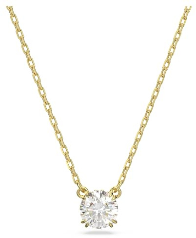 Swarovski Colgante Constella, Talla redonda, Blanco, Baño tono oro