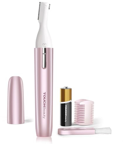 TOUCHBeauty Eyebrow Hair Trimmer for Women, Painless Precision Eyebrow Shaper, Pen-Shaped Hair Remover Razor for Face Chin Neck, Upper-Lip, Peach-Fuzz Mini Sized Battery-Operated Rose Color 1658A