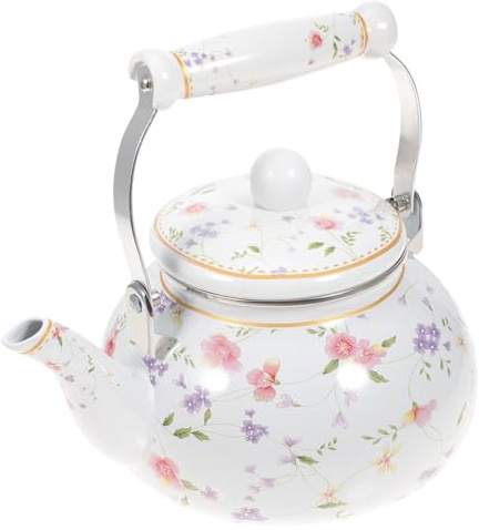 OUNONA Wasserkessel Emaille Teekessel Retro Wasserkocher: 2.5L Gasherd Camping Kaffeekanne Vintage Wassertopf Antike Teekocher Wasserkocher Nostalgie Teekocher Wasserkrug für Induktionsherd