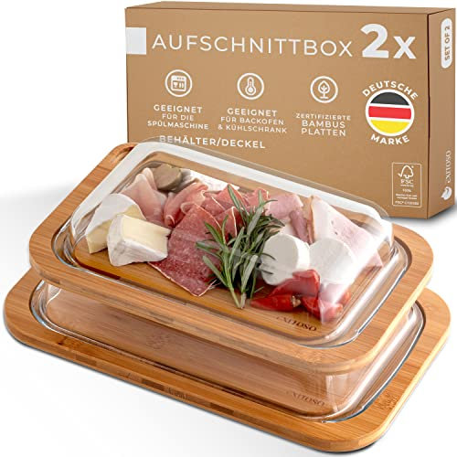 Exitoso Lot de 2 Plateau Fromage - Planche de Service Charcuterie Plateaux en bois - Plateau de service - Empilables - Saucisses et boite a fromage - Boîte de Sonservation des Aliments