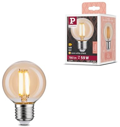 Paulmann 28985 Filament 230V LED Globe G60 E27 7W 230V 780lm 60mm Gold Glas 2700K - Warmweiß Leuchtmittel