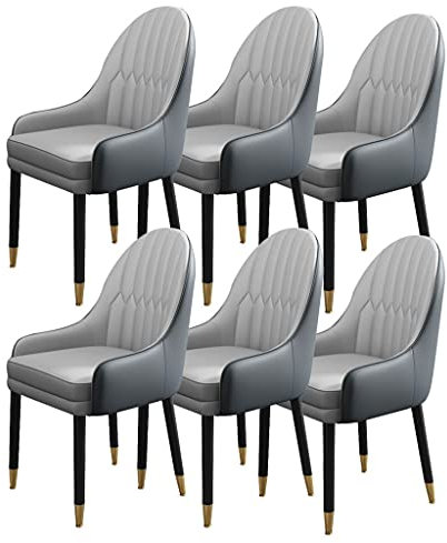 Moderne Esszimmerstühle für die Küche, 6er-Set, Holzbeine, Küchenstuhl, Leder, Wohnzimmer, Akzentsessel, Hotel, Verhandlungsempfangsstuhl (Color : F)