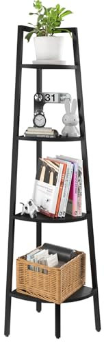 Yoobure 4-Tier Corner Shelf Stand- 54 Tall Corner Bookshelf with Metal Frame, Industrial Ladder Corner Shelves Display Shelf for Bedroom Living Room, Corner Bookcase Corner Plant Stand for Balcony