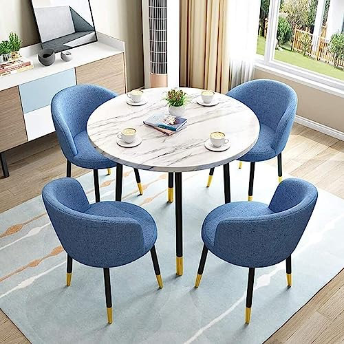 RUANLOV 80cm Büro Besprechungstische Esstisch Set Modern Minimalistisch Tisch und Stuhl Set Büro Freizeit Konferenzraum Business Rezeption Holz Runder Tisch Hotel Cafe (E)