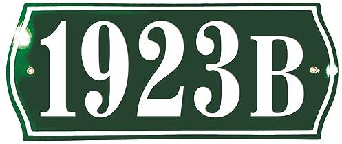 Hausnummer Hausnummernschild Emaille 15x37 cm, Emailschild, Hausschild, Individuell anpassbare Hausnummer, Vorbohrungen, Wetterfest, Türschild, Wunschtext, Keramik Emaille (Grün (dunkel))