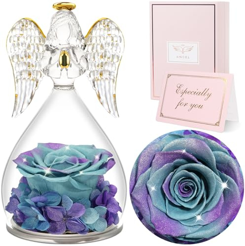 Sunia Ewige Rose Engel Geschenke für Frauen, Engel Figur Geschenke für Mama, Geburtstagsgeschenk für Frauen, Mutter Oma Geschenk, Schutzengel Rose Geschenk zum Muttertag Weihnachten Valentinstag