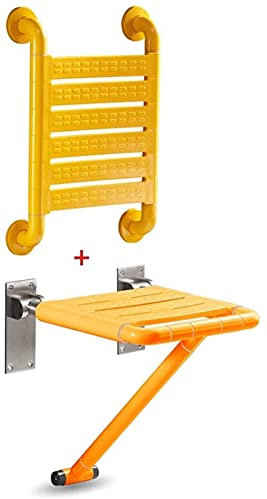 Duschsitz Duschstuhl Duschhocker Duschhocker mit Rückenlehne Rutschfester tragbarer Duschhocker Belastbar bis 200 kg Perfekt (Gelb)