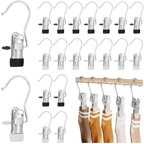 FAURAPMNG Lot de 20 Pinces à Linge Robustes en Acier Inoxydable pour Vêtements, Serviettes, Pantalons, Chapeaux, Chaussettes