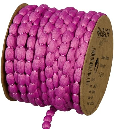 Halbach Pompom-Borte, 8 mm x 15 m, pink | Band mit Bommeln, waschbar, wetterfest und farbecht, als Pompon-Girlande für Hochzeiten und Gartenpartys
