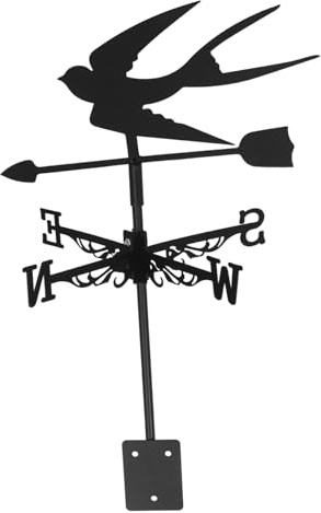 Yardwe Girouette Coq pour Toit en Métal Noir 51X30 CM Ornement Jardin Extérieur Ferme Indicateur Direction Vent Surveillance Météo