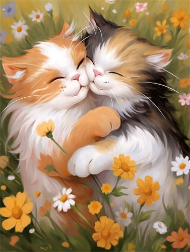 Malen Nach Zahlen Katze Tier Malen Nach Zahlen Kinder Anfänger, Malen-Nach-Zahlen ab 9 Jahre Mädchen Geschenke, DIY Ölgemälde Set mit Pinseln Acrylpigment Leinwan, Home Wanddeko Wohnzimme 50x70cm
