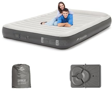 Naturehike Matelas Pneumatique Auto-Gonflant 2 Personnes 200x150x25 cm - Pompe Électrique Intégrée - Lit d'Invite Confortable pour Camping et Domicile