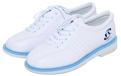 JiuQing Bowlingskor Herr Dam Lätta snörning Bowling Träningsskor Glidsula för barn,White,38 EU