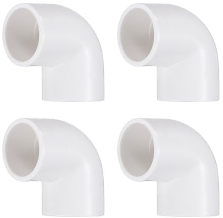 sourcing map 4pcs 90 Degree Elbow Pipe Fittings 1/2 2 Way PVC Furniture Grade Corner Connectors Angle Elbow Side Outlet for Sewer Plumbing Drain Pipe Water Supplies Build Garden, White