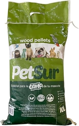 Mugar- Pellet Ecológico en Sacos de 5 Kilogramos o 10 litros- Especial para Lechos de Animales- Absorbe Olores y Humedad (4 Sacos de 5kg)