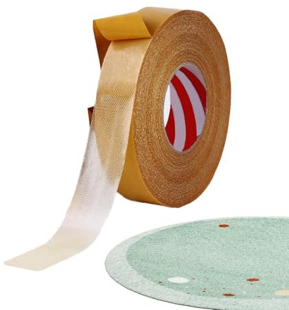 Generisch Gelbes Stoffband, Hartholzboden Teppichklebeband | Double Stick Yellow Grid Tape | Hochleistungsmontagekleber Teppich fester Sticky Roll, Teppich Griffer für Hartholzböden, Fliesenböden