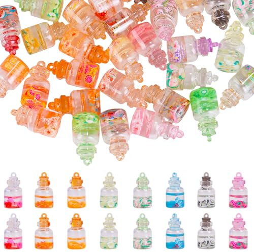 LEGENTLISUR 50 pieza Dijes De Vidrio A Granel Para Hacer Joyas Colgantes De Botella Que Brillan En La Oscuridad Dijes De Luminosos Para Manualidades DIY Collares Pulseras Y Pendientes