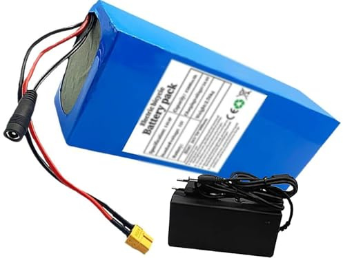 Batería de Iones de Litio Bicicleta eléctrica 52 V 45 Ah, 14S4P 52V Ebike Batería con Cargador BMS Integrado para Motor Bicicleta eléctrica 200W 350W 500W 1000W 52V 45Ah,T