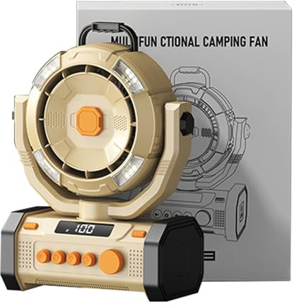 40000mah Ventilatore da Campeggio,Velocità Regolabile All'Infinito,Testa Del Ventilatore Rotante a 180°,Illuminazione a LED,Con Timer, Telecomando, Nessun Rumore,All'Aperto,In Campeggio (A,30000mAh)