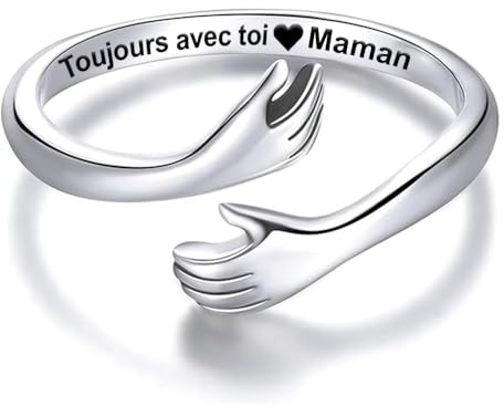 Bague Femme Toujours avec toi maman en Argent Sterling 925 - Cadeau d'Anniversaire Noël pour Filles Femmes Jeunes Filles - Coffret avec DÉDICACE incluse