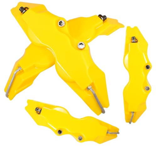 AKOOSY Brake Caliper Covers Abs Material 2 Sets Front and Rear 3d Yellow Car Brake Caliper Cover Set and Comprehensive Protection Wide Compatibility for Automotive Modifications