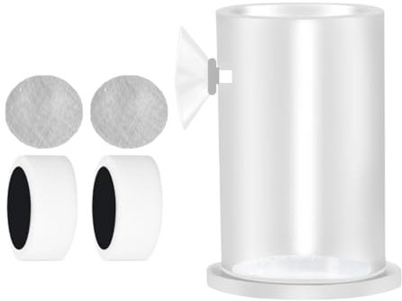 Aquarium Futterautomat - Transparente Fischfutterschale mit Saugnapf,Antidrift-Ring, Leckagenetz & Zylinderform als Aquariumzubehör für Haushalt