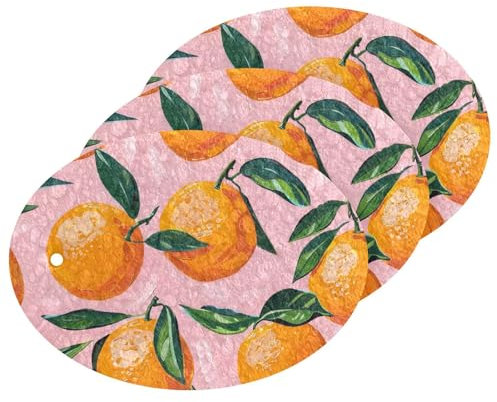 Esponjas absorbentes de pintura al óleo naranja naranja para uso doméstico, esponjas decorativas antiarañazos para lavar platos, artículos esenciales para el hogar (3 unidades)