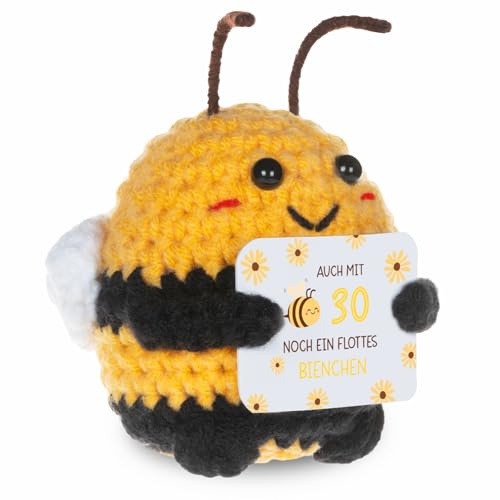 WenmthG Pocket Hug Positive Biene Glücksbringer zum 30 Geburtstag Geschenke für Beste Freund Kollegen Frauen Männer, Anti Stress Geschenke Glücksbringer Biene Positive Kartoffel Deutsch Ersatz - 1 St