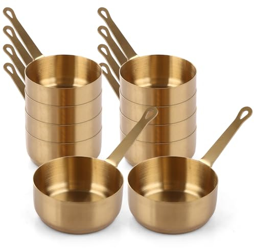 MEIDIV 10 Pcs 100ml Stainless Steel Sauce Pots with Handle, Mini Saucepan for Sauces, Condiment pots, Dipping Bowls with Handle for Home Kitchen