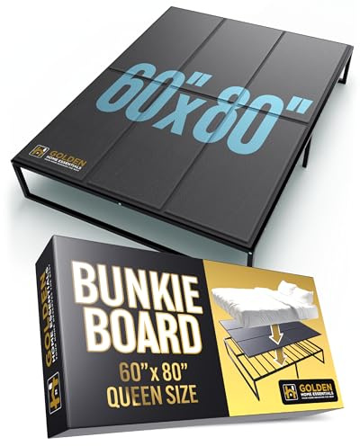 Golden Home Essentials Premium 10mm Bunkie Board Queen Size (60x80'') – Slim Mattress Support – Quiet, and Moisture-Resistant Bed Board for Platform Bed Frames and Box Springs