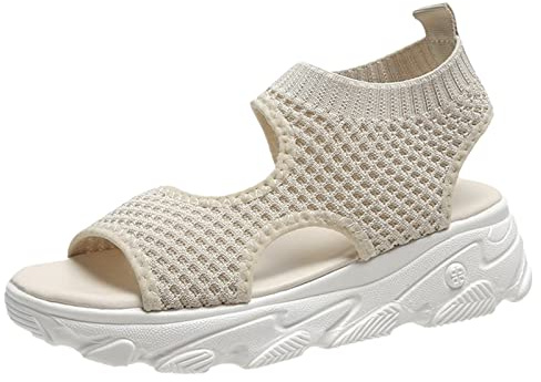 HOOUDO Sandali Con Zeppa Donna Estive,Sandali Donna Bassi,Scarpe Comode Per Camminare,Scarpe Ortopediche,Ciabatte Da Mare,Ciabatte Ortopediche,Con Tacco Largo Oro,Bassi Estivi Blu