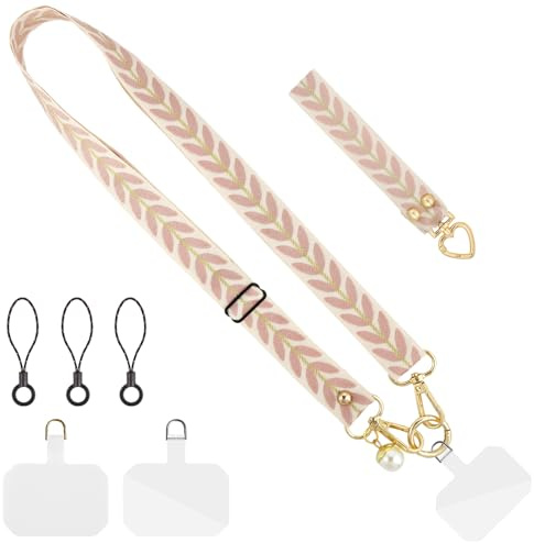 flintronic Cuerda para Movil, Cordón de Correa Colgante para Movil Universal, Ajustable Cuerda para Movil, Cruzada para Cuello, Cordón para el Puño, para Todos los Smartphones
