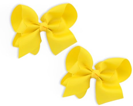 2 Pcs Yellow Hair Bow Clips,Hair Bows For Women,Cute Yellow Bow With Clips for Girls,Hair Accessories for Kindergarten,Unisex Children Christmas Valentines Day Easter Decorative Hairbows