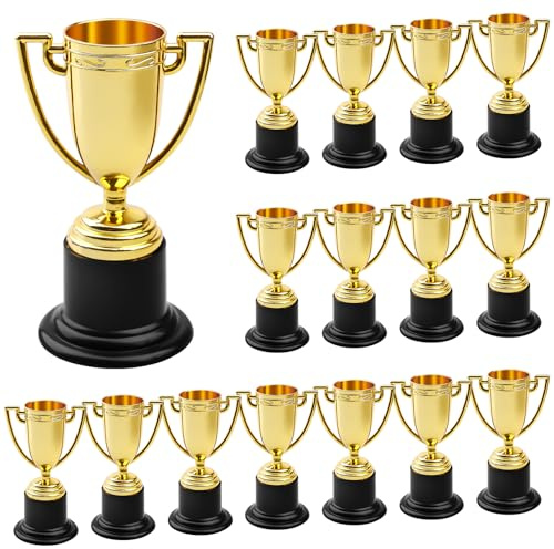 Lot de 16 mini coupes pour enfants : trophées de haute qualité, gobelets de trophée en plastique léger mini coupe, coupes d'anniversaire d'enfants, petites coupes pour enfants, pour les salles de