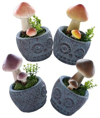 SUPVOX 4 Pezzi Funghi Artificiali in Bonsai Colorati per Decorazione Scrivania Pianta Artificiale per ed Esterni
