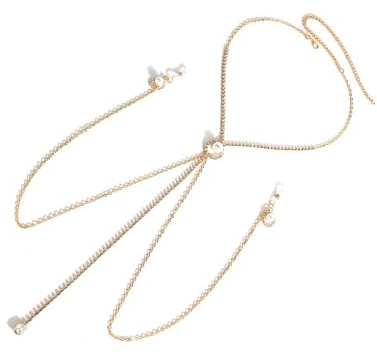 X-Institute Femmes Perles Mamelon Nœud Coulant Anneaux Collier Soutiens-Gorge Corps Chaîne Corps Bijoux pour Festival Fête Women Jewelry Nipple Rings