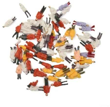 Gemalte Modell-Figuren für HO-Züge im Maßstab 1–87, realistisch, handgefärbt, ABS-Material, gemischte Farben, 21–22 mm Höhe, 100 oder 200 Stück, zufällige Auswahl für Diorama-Plattform-Straßenszene