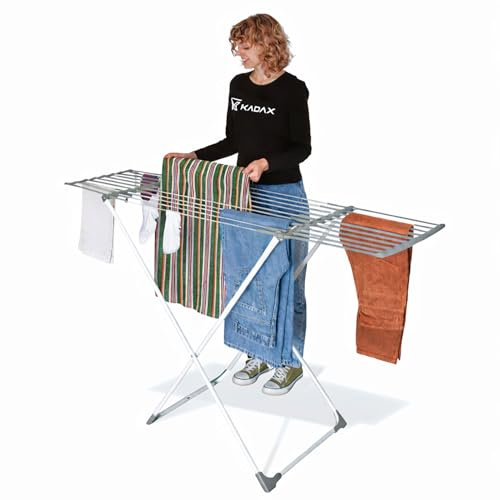 KADAX Ausziehbarer Wäscheständer mit 17m Trockenfläche, Flexible Breite von 85–155 cm, Großer Wäschetrockner für Innen & Außen, Trockenständer für Wäsche