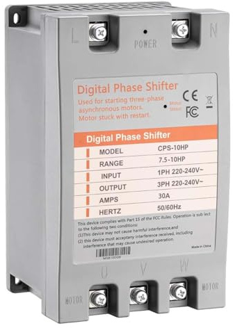 Helilyco CPS-10HP - Convertidor de fase digital trifásico a monofásico 30A 220V para motores de CA, bombas, compresores, amoladoras, sierras, ventiladores - CPS-10HP