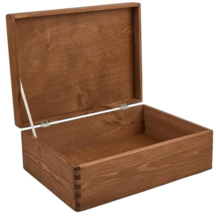 GoodFreshDecor Holzkiste mit Deckel 40 x 30 x 14 cm - Große Holzbox aus Kiefernholz zur Aufbewahrung - für Geschenke und Erinnerungen - Massiv und Nachhaltig - Braun