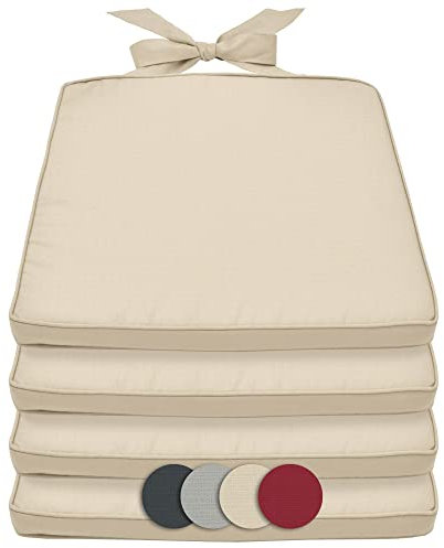 Beautissu Pia 4er Set Stuhlkissen 40x45 cm - Sitzkissen Outdoor Gartenstuhlkissen, Garten Sitzpolster Set für Rattanstühle, Outdoor Sitzkissen trapezförmig, Stuhlauflage Stuhlkissen Natur