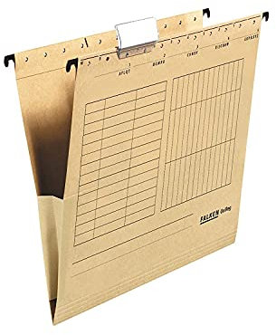 Falken Hängetasche UniReg aus Recycling-Karton für DIN A4 mit Leinenfröschen braun 50er Pack Blauer Engel Schrank Behörde ideal für die lose Blatt-Ablage im Büro und der Behörde