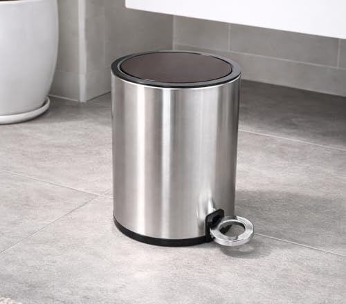 Furniture Xtra?Modern stil pulverlackerad mjuk stängningspedal burk, plast innerhink, ABS-lock 3L Steel Round