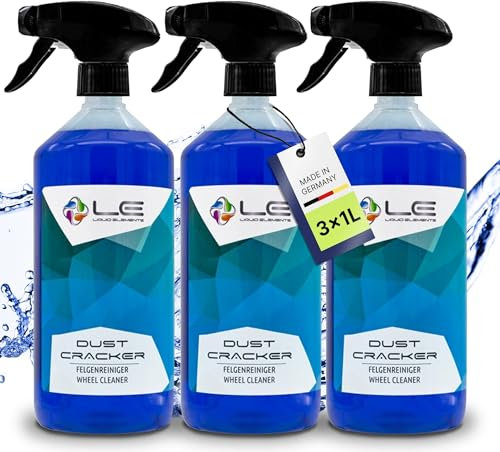 Liquid Elements – Felgenreiniger Dust Cracker 3x1 Liter – Auto Reiniger für alle Felgentypen wie Alufelgen & Stahlfelgen – säurefreier Reiniger mit Wirkindikator – entfernt hartnäckige Verschmutzungen